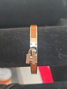 Hermes Leather Kelly Cadena H Lock Bracelet